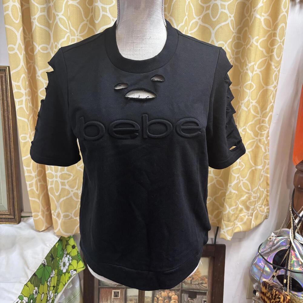 bebe sport distressed top sz medium